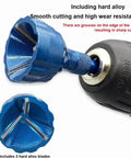 Blue titanium-coated countersink chamfer tool with 3 hard-alloy blades for wood, metal, plastic