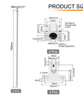 Dimensions of 8mm x 750mm Linear Motion Rail Guide Kit With Four SCS8UU Bearings And Four SK8 Rail Supports for CNC and 3D printers