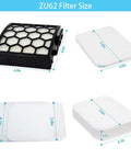 Must Have Replacement Vacuum Filter Kit For Shark ZU62 ZU60 Navigator with filter size dimensions shown