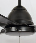 Close-up of 54 Inch Outdoor Wet Rated Waterproof Ceiling Fan Matte Black With Modern Style, showing matte black finish and blades.