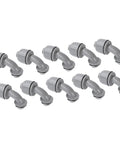 10 Pack Tough 1 Inch NPT Liquid Tight Flex Conduit Connectors 90 Degree Elbow Non Metallic Electrical Cord Grip Adapters in gray.