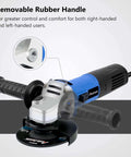 Badass 4.5 Inch Angle Grinder With 7.5 Amp Motor And 900W Power Delivers 11000 Rpm showing removable rubber handle for comfort.