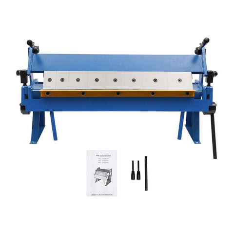 Front view of 24 Inch Pan And Box Brake For Sheet Metal With Adjustable 0 To 135 Degree Bending Heavy Duty Hand Brake