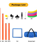 Dog Agility Training Set For Backyard And Indoor Use 4 Piece Obstacle Course with poles, jump rings, and carry bags