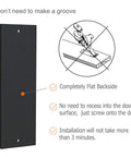 Illustration showing installation of 2 Pack 6 Inch Sliding Barn Door Handles And Rectangular Pocket Door Pulls In Matte Black with flat backside.