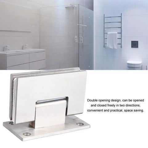 Stainless Steel Double Opening Shower Door Hinges 90-Degree Hardware for bathroom with brushed heavy-duty finish