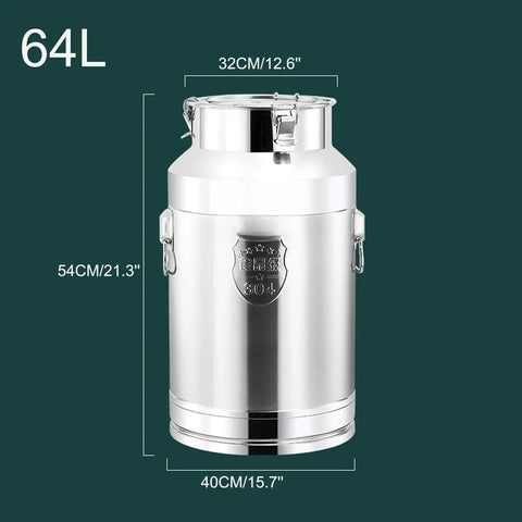 Straight Up 304 Stainless Steel Milk Can Jug Beverage Dispenser crafted for reliable daily use, 64L size, ideal for grains and liquids.