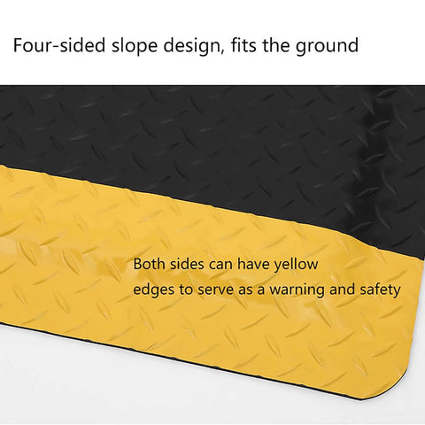 Robust Anti Fatigue Standing Floor Mat With Grippy Rubber Backing And Plush Comfort For Long Days Off Your Feet Black With Neon Yellow Edge Safety Pad For Garage Workshop Kitchen Or Daily Grind Station