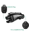 Top Shelf Heavy Duty Ccs2 To Chademo Adapter For Blazing 250A Dc Ev Charging Supplies showing CCS2 and CHAdeMO EV plugs detail.
