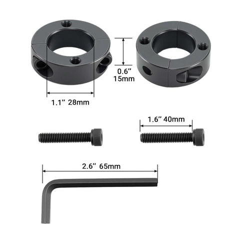 Heavy Duty 28mm Gas Lift Cylinder Removal Kit components including clamp shafts, bolts, and L-wrench