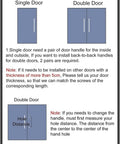 Diagram showing installation instructions for Double Sided Sliding Barn Door Handle For Wood And Glass Doors, 80cm 31.5in Push Pull Bar With Fittings