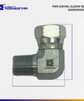 3/8 Inch NPTF Male X 3/8 Inch NPSM Pipe Swivel Elbow 90 Degree Hydraulic Adapter For Hoses And Valves Carbon Steel With Zinc Plating Heavy Duty And Rust Resistant, side view