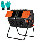 Two Chamber 45 Gallon Compost Tumbler With 360 Degree Rotation Large Outdoor Bin For Kitchen Scraps And Yard Waste
