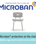 Euro Style Shower Chair With Microban for Disabled and Seniors, front view, showing backrest and Microban logo.
