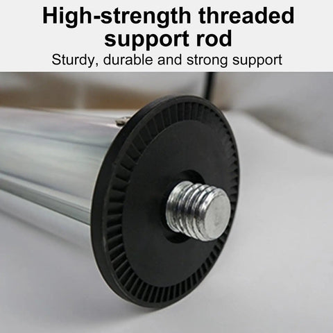 Close-up of Built Like A Beast Stainless Steel Telescopic Table Legs support rod, showcasing durable threaded design for stability.