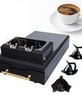 Heavy Duty Electric Coffee Portafilter Cleaner Knock Box Combo with accessories for espresso grounds removal and cleaning.