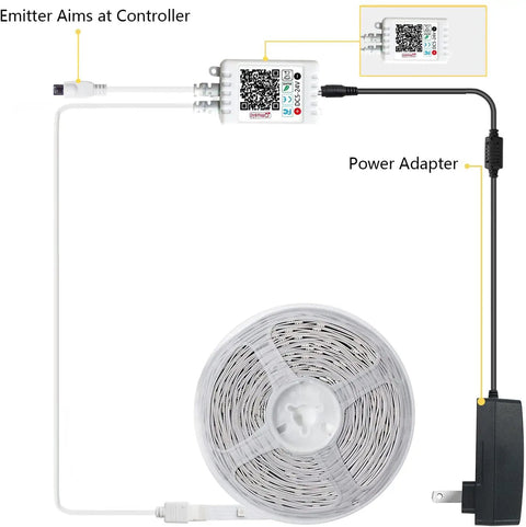 Smart RGB Led Strip Lights For Bedroom 100 Ft With Music Sync Remote 40 Key WiFi and Bluetooth Control setup components