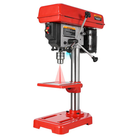8 Inch Benchtop Drill Press With Laser Guide And 1W LED Work Light Five Speed Settings From 620 To 3100 RPM 0 To 45 Degree Tilting Table A Beast For Wood And Metal Projects And DIY