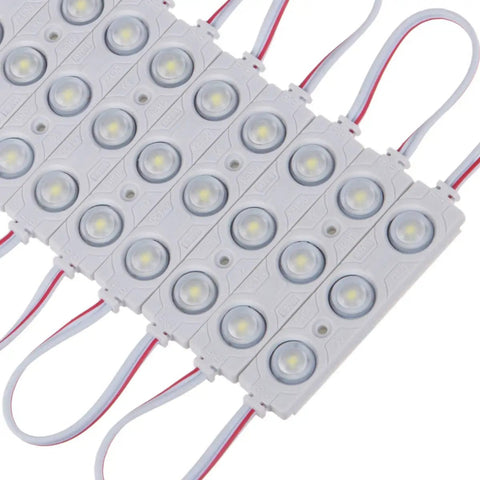 200 Pack DC12V White 6500K 3 LED Sign Module Back Light, waterproof with sticky adhesive back for letter signs and displays.