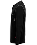 American Made Style Heavy Duty Long Sleeve Fr Work Henley Shirt For Men Built Different 7 Oz Flame Resistant side view with tool pocket.