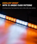 35 Inch LED Traffic Advisor Emergency Strobe Light Bar With Amber And White, High Visibility Warning Bar For Cops, First Responders, Roadside Work, Construction Crews And Road Safety. Visible 21 flash patterns