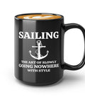 15Oz Black Sailor Coffee Mug For Boaters And Sailors Funny Lake Gift Perfect Boat Captain Gift Great On The Go Morning Coffee Cup Durable Ceramic Travel Style Drinking Mug featuring anchor and quote