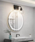 Two Light Industrial Vanity Light Fixtures Over Mirror In Matte Black With Clear Glass Globe Vintage Farmhouse Wall Sconces For Bathroom Rugged Anti Rust Metal Finish Elevate Your Space in modern bathroom setup