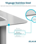 Diagram showing Undermount Bar Sink Built Tough In 18 Gauge Stainless Steel 13.5 Inch By 18.5 Inch By 9 Inch Single Bowl Type 304