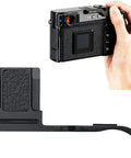 Deluxe Metal Thumb Up Grip For Fujifilm X Pro 3 X Pro 2 X Pro 1 Mirrorless Cameras shown with secure grip on hand