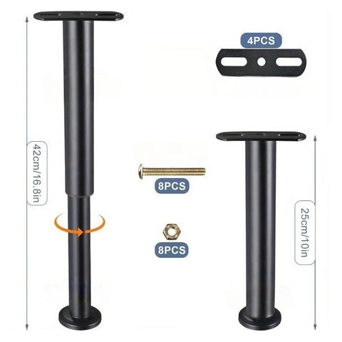 Four Piece Adjustable Furniture Legs Set Stainless Steel Round Cabinet Feet Heavy Duty Bed Replacement Feet for Office Tables