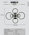 Sleek Modern LED Flush Mount Ceiling Light With Six Black Rings, size 31.49 x 24.4 x 4.92 in, 4000K non-dimmable