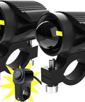 Brutally Bright Motorcycle LED Headlight Add-On Beam For Scooters ATVs And UTVs 12-80V Voltage Spotlights, black metal clamp mount