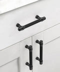 Close-up of 10 Pack 3.75 Inch Matte Black Cabinet Pulls for Kitchen Cupboards and Drawers, Heavy Duty Metal Cabinet Hardware Handles