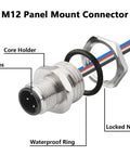 M12 4 Pin A Code Male Connector Cable 0.2M IP67 Waterproof Industrial Circular Connector with labeled parts shown