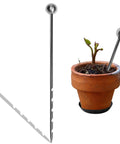 14 Inch Stainless Steel Soil Probe For House Plants And Garden Soil Sampling No Batteries Needed Moisture Meter Style Probe next to potted plant