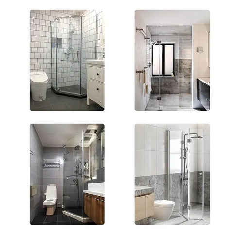 Frameless shower glass doors with Rock Solid Heavy Duty Frameless Shower Glass Hinges Set 304 Stainless Steel in modern bathrooms.