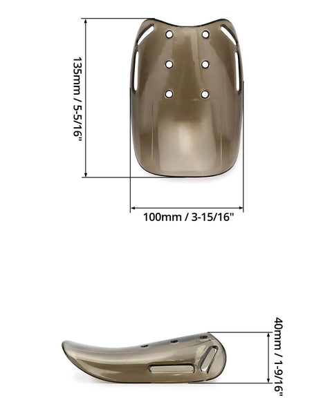 Metatarsal Guard For Safety Footwear, Built Tough Polycarbonate Shield For Metatarsal Protection, shoe cover sizes shown