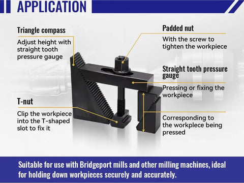 Diagram of 58 Piece Hold Down Clamp Set For Milling Machines With Nine Sixteenth Inch Slot And Half By Thirteen Thread Studs