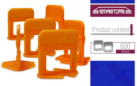 Pro Grade Tile Leveling System With 600 Spacers, 4 mm Leveling Clips For Wall And Floor Install DIY Friendly in packaging
