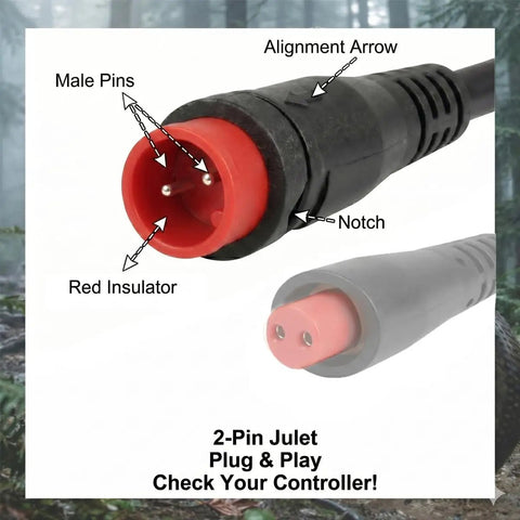 Baja Style 20W E-Bike Headlight With Plug And Play 2-Pin Julet Connector Waterproof Front Lamp For 12V-60V Rad Series Off Road Ready White Light Fits RadRover RadRunner RadMini RadExpand RadCity RadWagon