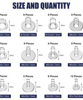 Stainless Steel Fender Washers Set 300-Piece Flat Shim Kit for Screws and Bolts, Assorted Sizes M3-M12, Distributes Pressure, Prevents Loosening, Protects Surfaces for Mechanical, Auto, Construction, and DIY Projects. Size chart showing assorted stainless steel fender washers