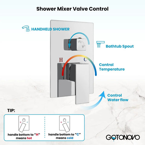 Wall Mounted Bathtub Faucet With Handheld Sprayer And Waterfall Spout Tub Shower Set control panel, chrome finish