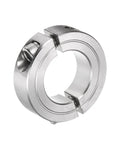 Two Piece Split Shaft Collar Clamp On For One Inch Shaft That Is Built To Lock Tight With One Point Three Quarter Inch Outer Diameter And Half Inch Width 304 Stainless Steel Set Screw Style For Positioning Spacers Stops And Bearing