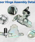 Top Shelf Front Lower Door Hinge Combo for Your Dodge Ram Whip assembly details showing driver and passenger brackets.