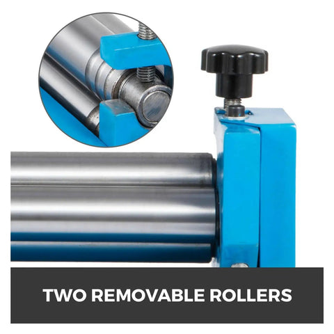 Heavy Hitter Desktop Manual Slip Roll Machine With Precision Ground Steel Rollers For Dead Straight Sheet Metal Bending And Top Shelf Cylinder Forming On Workbenches