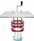 Built Tough Aluminum Router Table Insert Plate With Alignment Rings For DIY Woodworking Benches mounted above router setup.