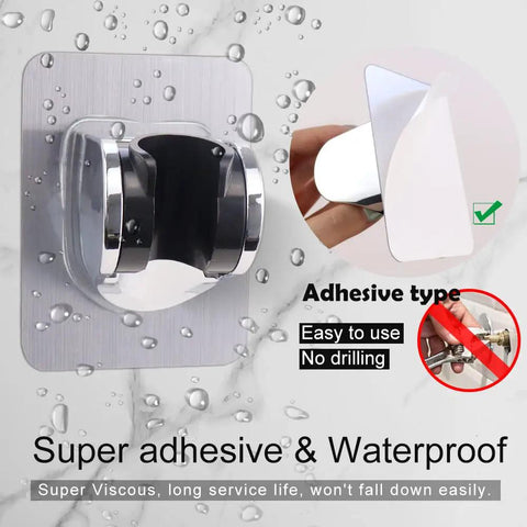 Removable Shower Head Holder With Adjustable Arm Strong Suction Cup Stick On Adhesive And No Drill Install Chrome Finish