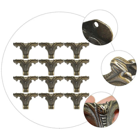 12 Piece Zinc Alloy Furniture Legs Set For Sofas Chairs Cabinets And Boxes Replacement Feet For Heightening And Decoration Retro Vintage Style