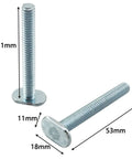 Rock Solid 10 Pack 1/4-20 Thread T Slots Rectangular Bolts Made From Tough Blue Zinc Carbon Steel, 51mm bolts with flat heads.