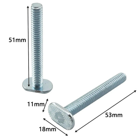Rock Solid 10 Pack 1/4-20 Thread T Slots Rectangular Bolts Made From Tough Blue Zinc Carbon Steel, 51mm bolts with flat heads.
